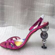 Load image into Gallery viewer, Block Design Sphere Heel Design Sling-back Heels - Ailime Designs