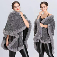 Load image into Gallery viewer, Grey Fox Faux Fur Cape Poncho Shawl - Ailime Designs