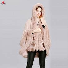 Load image into Gallery viewer, Double-Layer Luxury Rex Rabbit Fur Cape Overcoats - Ailime Designs