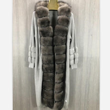 Load image into Gallery viewer, Elegant Fluted Knit Design Fox Fur Trim Sweater Coats - Ailime Designs