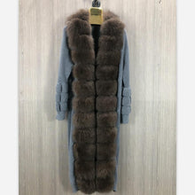 Load image into Gallery viewer, Elegant Fluted Knit Design Fox Fur Trim Sweater Coats - Ailime Designs