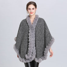 Load image into Gallery viewer, Grey Fox Faux Fur Cape Poncho Shawl - Ailime Designs