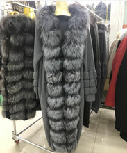 Load image into Gallery viewer, Elegant Fluted Knit Design Fox Fur Trim Sweater Coats - Ailime Designs