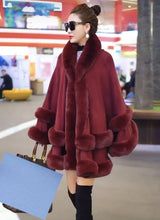 Load image into Gallery viewer, Double-Layer Luxury Rex Rabbit Fur Cape Overcoats - Ailime Designs