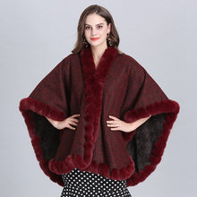 Load image into Gallery viewer, Grey Fox Faux Fur Cape Poncho Shawl - Ailime Designs