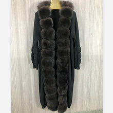 Load image into Gallery viewer, Elegant Fluted Knit Design Fox Fur Trim Sweater Coats - Ailime Designs