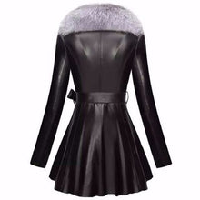 Load image into Gallery viewer, Best Black Faux Fur Trim Collar Pleated Coats - Ailime Designs