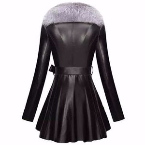 Best Black Faux Fur Trim Collar Pleated Coats - Ailime Designs