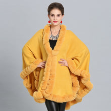 Load image into Gallery viewer, Cloak Knit Design Faux Fur Trim Poncho Shawls For Women - Ailime Designs