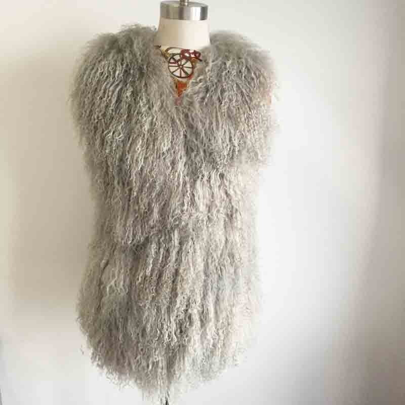 Beautiful Real Mongolia Sheep Fur Design Vest - Ailime Designs