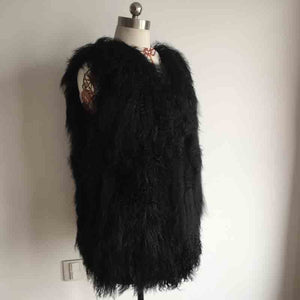 Beautiful Real Mongolia Sheep Fur Design Vest - Ailime Designs