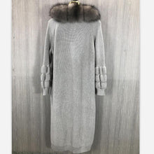 Load image into Gallery viewer, Elegant Fluted Knit Design Fox Fur Trim Sweater Coats - Ailime Designs