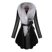 Load image into Gallery viewer, Best Black Faux Fur Trim Collar Pleated Coats - Ailime Designs