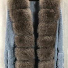 Load image into Gallery viewer, Elegant Fluted Knit Design Fox Fur Trim Sweater Coats - Ailime Designs