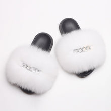 Load image into Gallery viewer, Ailime Designs - Crystal Chain-link Design Genuine Fox Fur Slippers