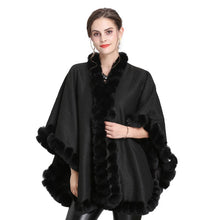 Load image into Gallery viewer, Grey Fox Faux Fur Cape Poncho Shawl - Ailime Designs