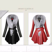 Load image into Gallery viewer, Best Black Faux Fur Trim Collar Pleated Coats - Ailime Designs