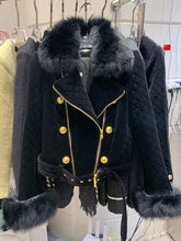 Load image into Gallery viewer, Black Quilted Velvet Women&#39;s Fox Fur Jackets - Ailime Design