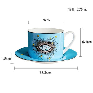 Psychic Eye Design Ceramic 2pc Cup & Saucer Set - Ailime Designs