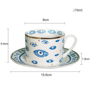 Psychic Eye Design Ceramic 2pc Cup & Saucer Set - Ailime Designs