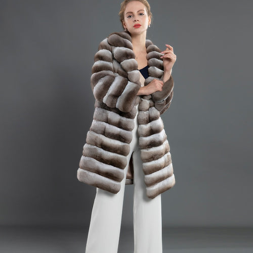 Best #1 Chinchilla Design Genuine Rex Rabbit Fur Coats For Women - Ailime Designs