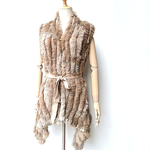 Asymmetrical Genuine Rabbit Fur Knitted Vests - Ailime Designs