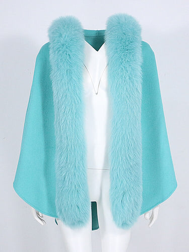 Cashmere Natural Fox Fur Trim Hooded  Wool Coats - Ailime Designs