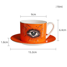 Load image into Gallery viewer, Psychic Eye Design Ceramic 2pc Cup &amp; Saucer Set - Ailime Designs