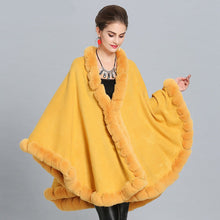 Load image into Gallery viewer, Cloak Knit Design Faux Fur Trim Poncho Shawls For Women - Ailime Designs