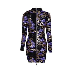 Women's Floral Print Design Lattice Tie Body-con Dresses