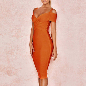 Women's Hot New Orange Body-con Fitted Dresses