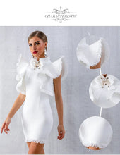 Load image into Gallery viewer, Women’s White Fringe Edge Design Body-con Sexy Fitted Dresses - Ailime Designs