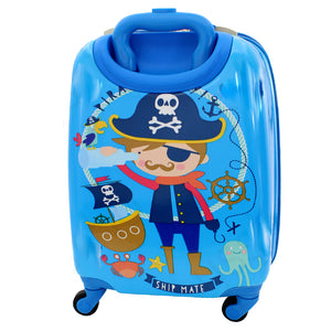 Children's Pirate Design Trolley Style Luggage - Ailime Designs