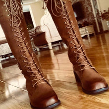 Load image into Gallery viewer, Women&#39;s Equestrian Lace Front Design Leather Riding Boots