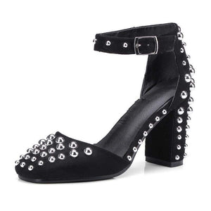 Women' Strap Ankle Design Rivet Heels - Ailime Designs