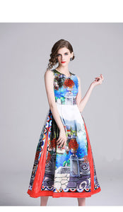 Women's Sleeveless Vintage Design Flare Wide Bottom Dresses