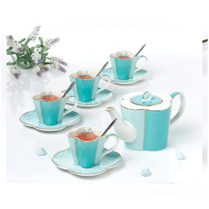 Elegant 11 Pc Porcelain Coffee & Tea Set - Fine Quality Ceramics