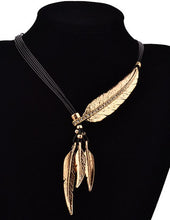 Load image into Gallery viewer, Native American Inspired Feather Motifs Necklaces w/ Rhinestones – Neckline Fashion Accessories - Ailime Designs