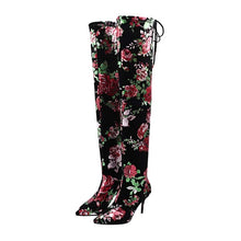Load image into Gallery viewer, Women&#39;s Lace Back Tie Design Knee-High Boots