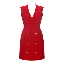 Load image into Gallery viewer, Coat Style Women&#39;s Double Button Front V-Neck Mini Dresses