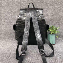 Load image into Gallery viewer, 100% Genuine Black Double Strap Crocodile Leather Skin Backpack - Ailime Designs