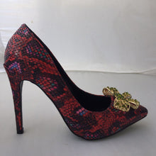 Load image into Gallery viewer, Women&#39;s Classic Leather Snake Skin Design Bow-Knot Pumps