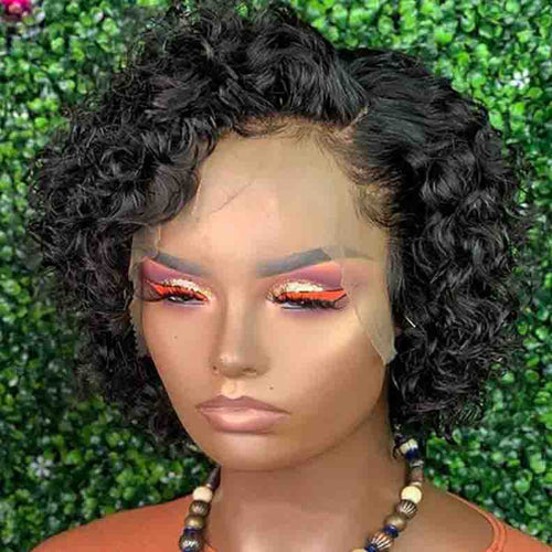 Kinky Curly Black Lace Front Human Hair Wigs -  Ailime Designs