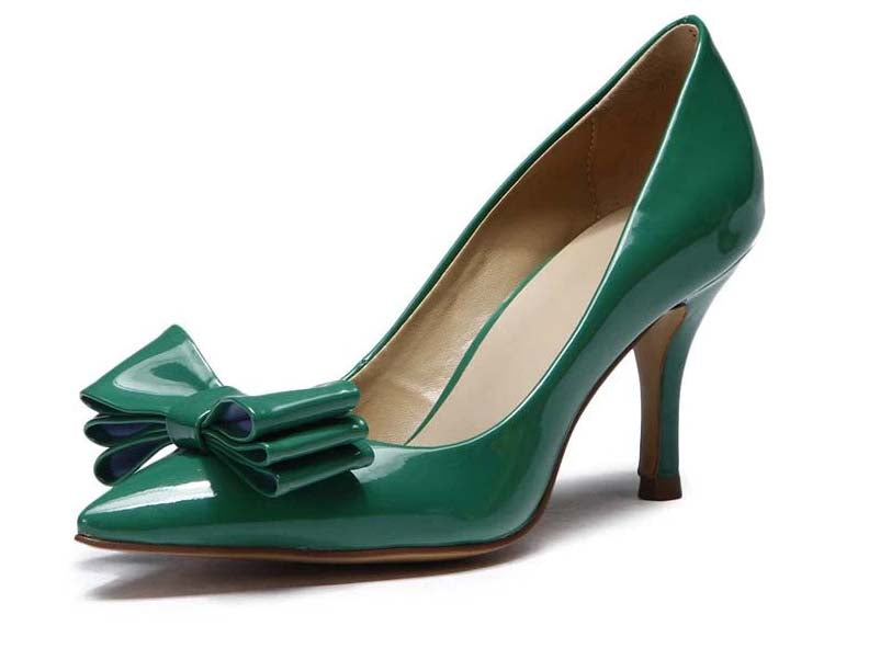 Women's Green Bow Design Pumps