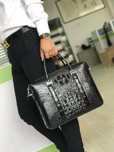 100% Genuine Brown Crocodile Leather Skin Briefcase - Ailime Designs