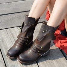 Load image into Gallery viewer, Women&#39;s Rivet Design Genuine Leather Ankle Boots