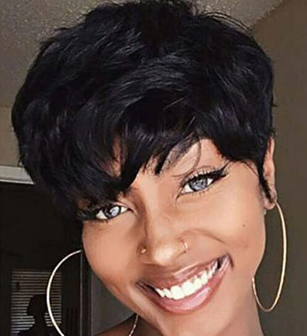 Best Wavy Black Pixie-cut Lace Front Human Hair Wigs -  Ailime Designs