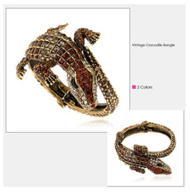 Load image into Gallery viewer, Crocodile Design Crystal Inlay Wrap Arm Bracelets - Ailime Designs