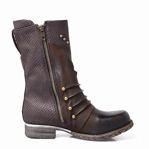 Women's Rivet Design Genuine Leather Ankle Boots