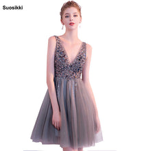 Load image into Gallery viewer, Women&#39;s Gray Sequins Design Tank Style Evening Dresses